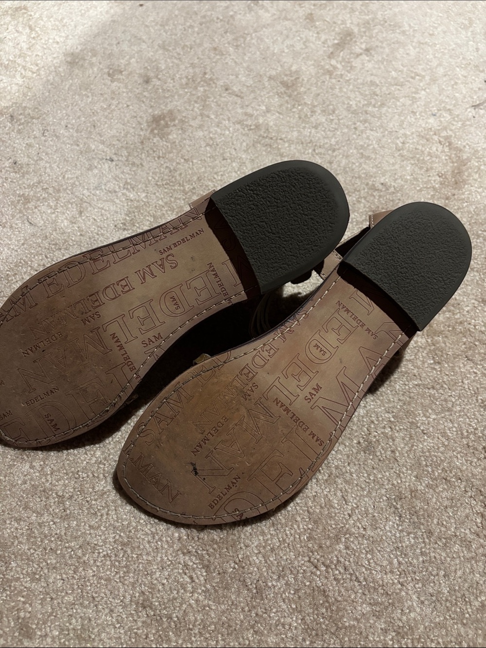 Sam Edelman Gold Croc-Effect Jeweled T-Strap Sandals - Picture 5 of 6